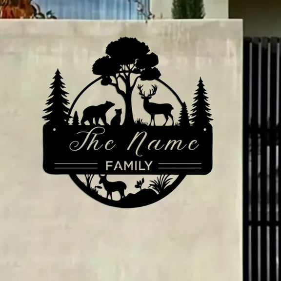 Custom Personalized Family Name Sign, Welcome Sign, Nature Metal Sign, Nature Metal Monogram Sign, Homewarming Gift, Home Decor