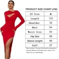thumbnail image 2 of Women's Cut Out Front Split Thigh Long Sleeve Knit Bodycon Dress Evening Gowns with Side Slit, 2 of 5