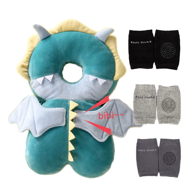 Mochila con cojín protector para la cabeza del bebé y 3 rodilleras Feidoog