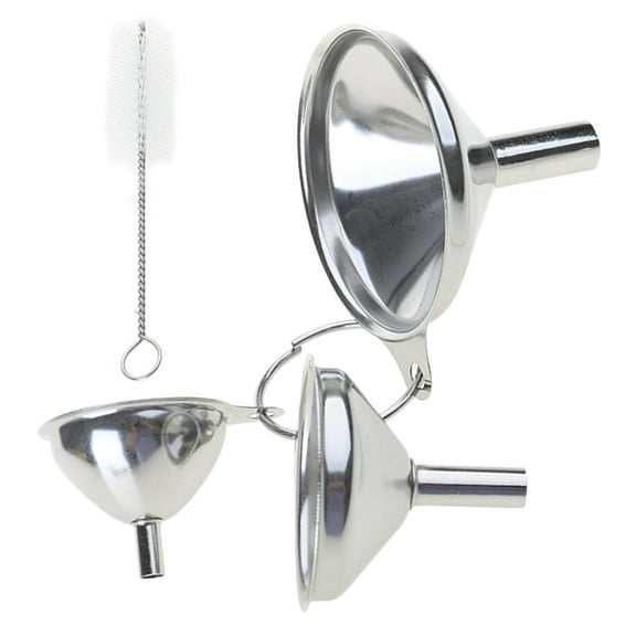 3Pcs Stainless Steel Kitchen Funnel Set Small Funnel Oil Spill Tool Food Grade Metal Funnel for Essential Oil Spices