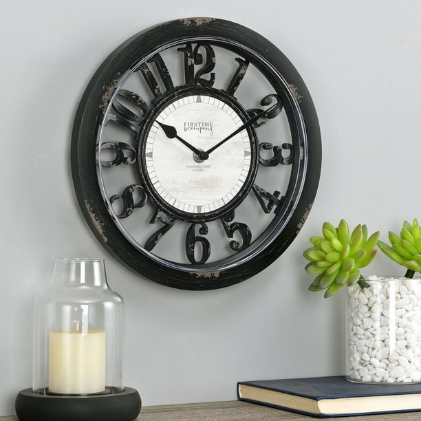 FirsTime & Co.® Black Antique Farmhouse Contour Clock