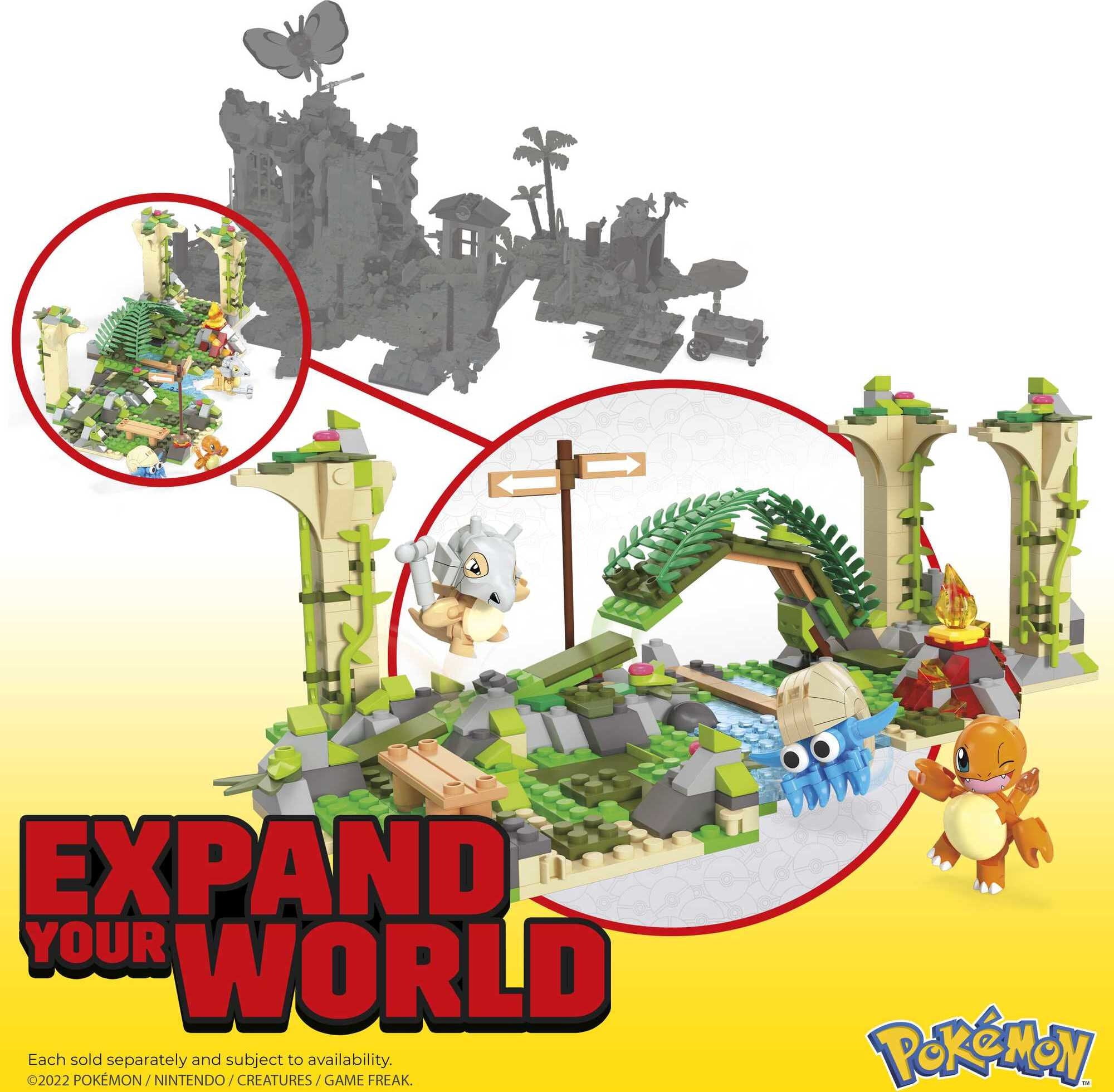 MEGA Pokemon Building Toy Kit, Jungle Ruins with 3 Action Figures (464 Pieces) for Kids
