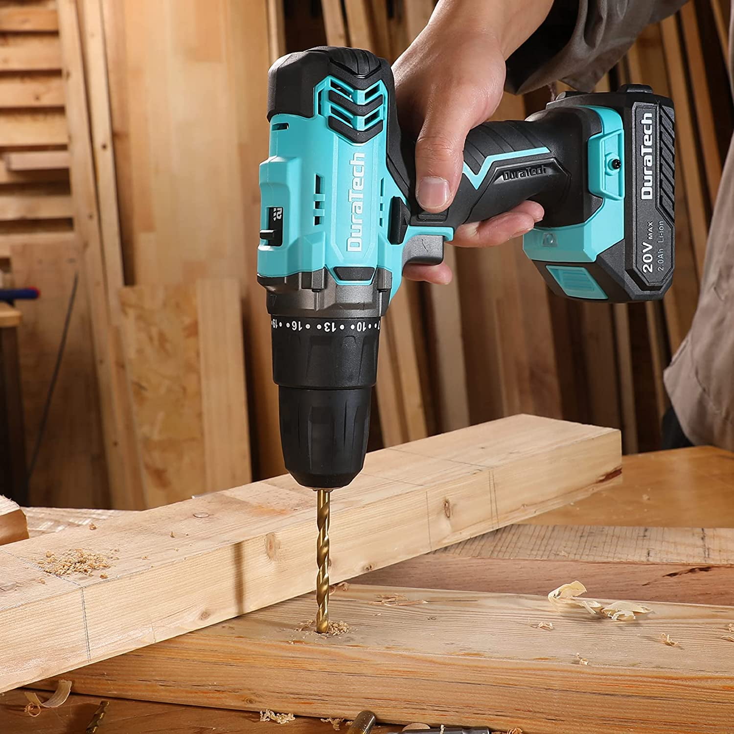 Buy DURATECH 20V Cordless Drill, Electric Power Drill Driver Set with 1