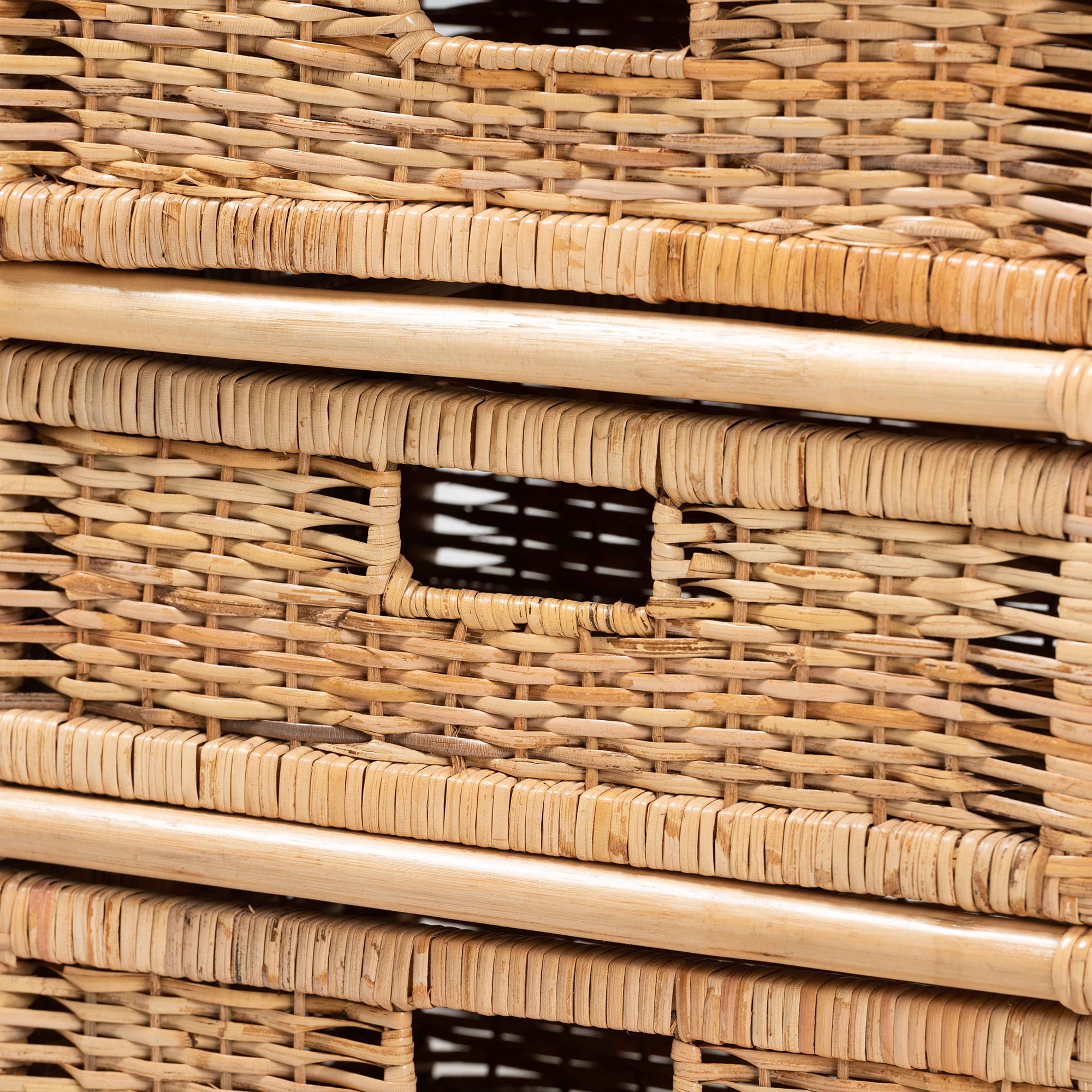 bali & pari Dariana Rattan BOHO Storage Cabinet, 6-Drawer, Natural Brown