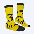 thumbnail image 2 of Four Seasons Universal Socks (2 Pairs) - Bright Yellow with Black Accents Featuring Bold Numbers ' 3 ' & ' 23 ' Trendy Unisex Mixed Color Design Perfect for Any Occasion, 2 of 5