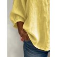 thumbnail image 5 of Only Moment Spring Tops for Women 3/4 Sleeve Square Neck Jute Blouses Business Casual Outfits Loose Fit Yellow,M, 5 of 9