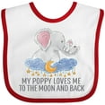 thumbnail image 3 of Inktastic My Poppy Loves Me to the Moon and Back Elephants in Clouds Boys or Girls Baby Bib, 3 of 4