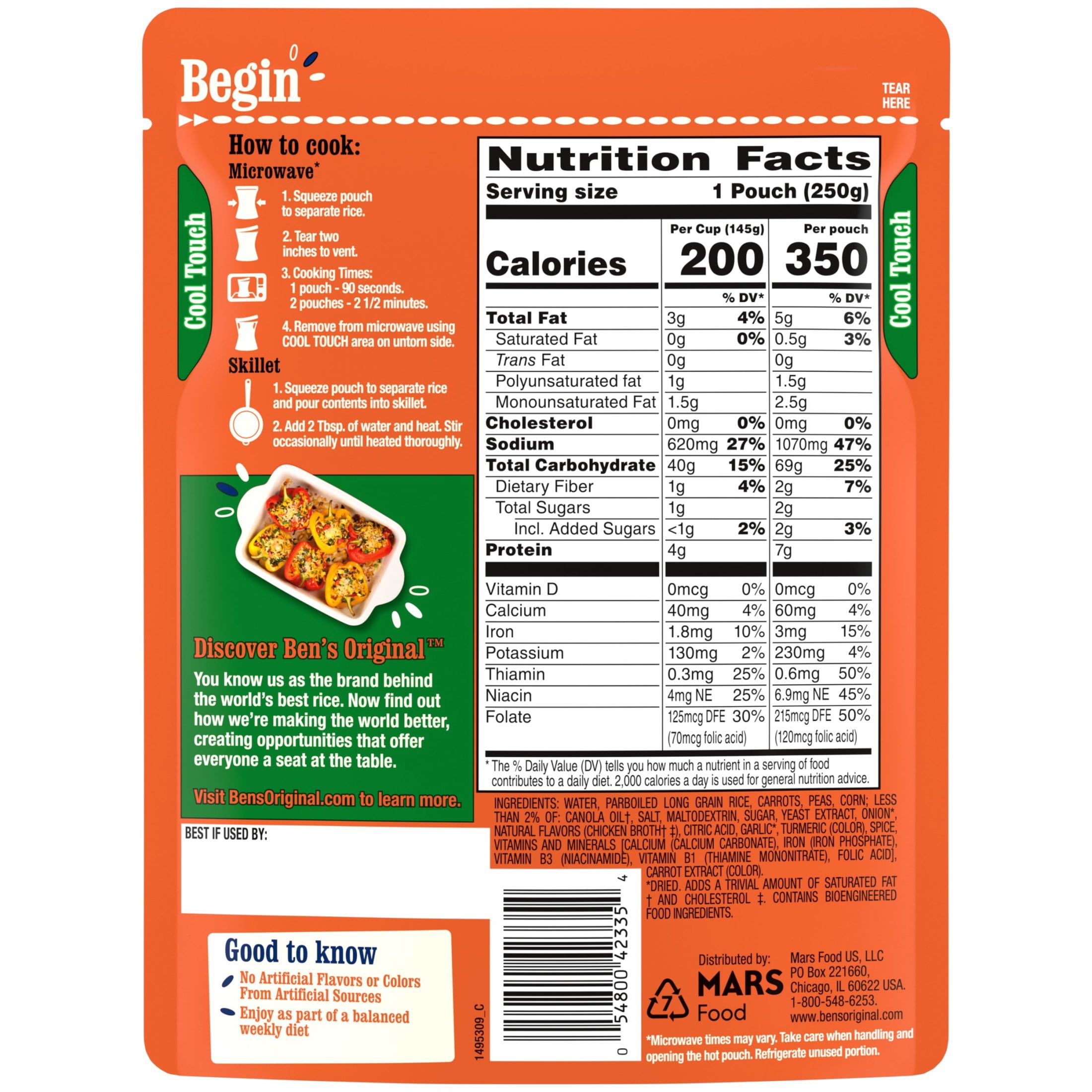 (12 pack) Ben's Original Ready Rice Garden Vegetable Flavored Rice, Easy Dinner Side, 8.8 Ounce Pouch