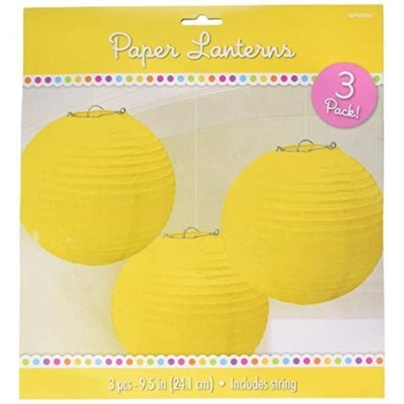 sunshine yellow round paper lanterns| pack of 3|party decor