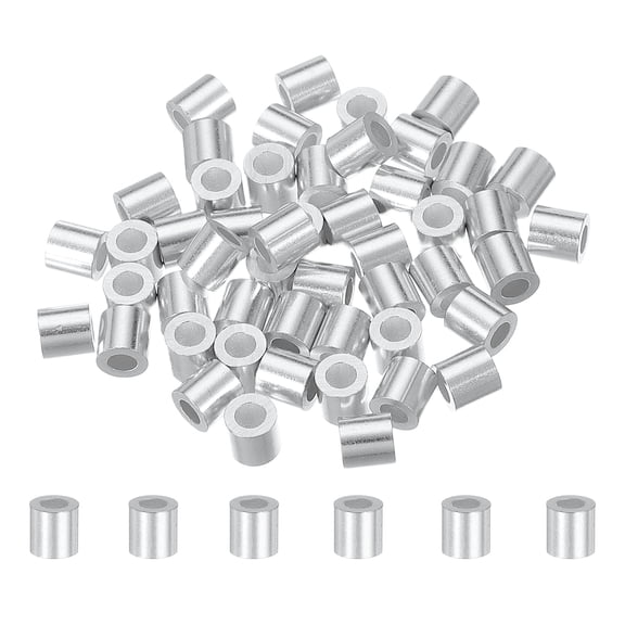 50Pcs 1/8" Aluminum Crimping Loop Sleeve for Wire Rope and Cable, Round