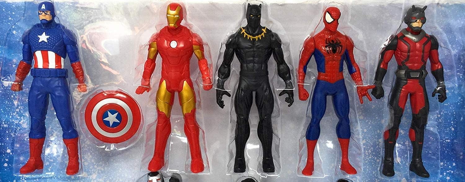 Marvel Avengers Action Figures - Iron Man, Hulk, Black Panther, Captain America, Spider Man, Ant Man, War Machine & Falcon (8)