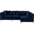 thumbnail image 4 of Maklaine Modern / Contemporary Navy Velvet Modular Sectional, 4 of 10