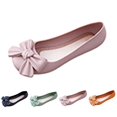 thumbnail image 2 of XIMIN Women's Slip On Shoes Solid Color Foldable Round Toe Cute Bow Trim Bowknot Ballerina Shoes Leather Comfort Flats Wedding Dress Shoes, 2 of 6