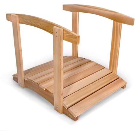 Garden Bridge with Side Rails | 3-Ft Wood Bridge for Gardens, Backyards & Streams | Easy to Assemble & Made from Untreated Western Red | 36x29x7