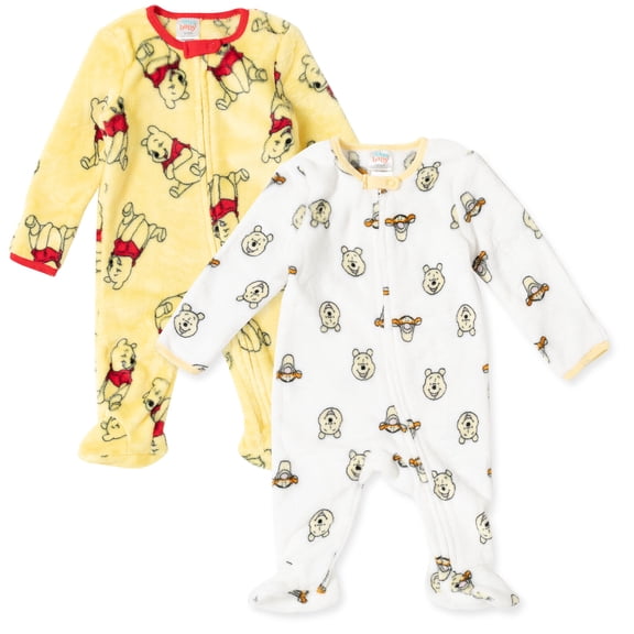 Disney Winnie the Pooh Tigger Newborn Baby Boys Fleece 2 Pack Zip Up Coveralls Newborn