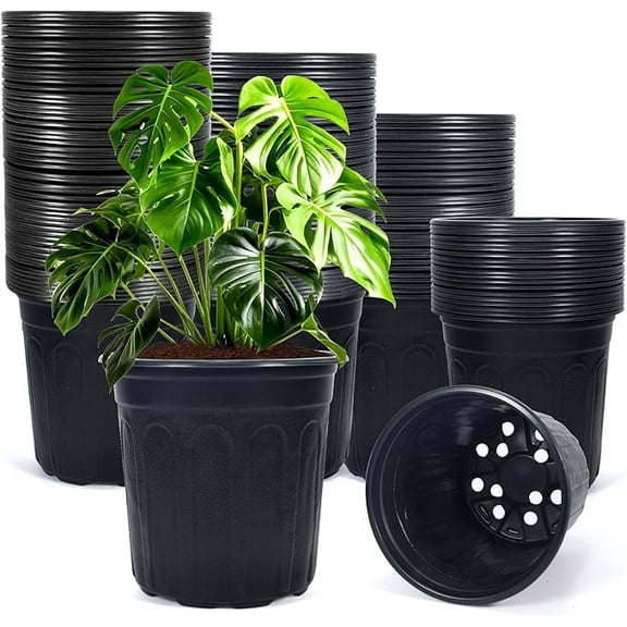24PCS Black Nursery Pots, Soft Plastic Seedling Plant Pot with Holes, Garden Flower Seedling Pot for Indoor/Outdoor Use, Small to Medium Size