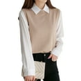thumbnail image 3 of jinghuiyue Womens Sleeveless Sweater Vest Crew Neck Pullover Vests Business Office Ribbed Knitwear Uniform Tops M, 3 of 9