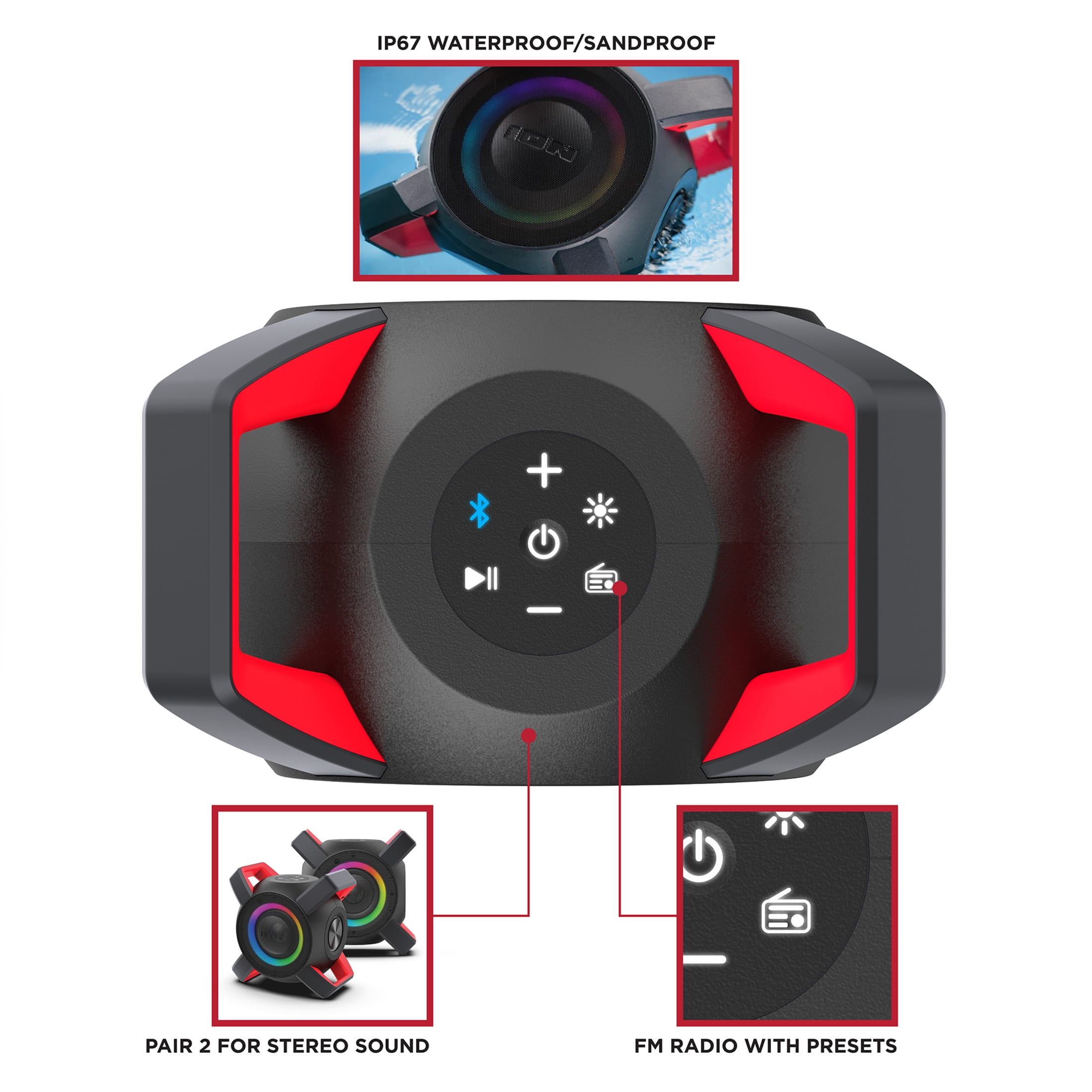 ION Audio Wave Rider X — Waterproof Floating Bluetooth Speaker for Pool, Beach & Outdoor Parties