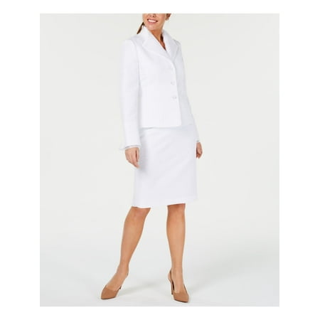 LE SUIT Womens White Knee Length Pencil Blazer Skirt Suit Petites Size: 12P