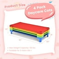 thumbnail image 4 of Stackable Daycare Cots for Kid -Pack of 4, Portable Preschool Cots, 52" L x 23" W, Ready-to-Assemble, Space-Saving Toddler Nap Cot for Sleeping, Resting, Naptime, Nursery (4, Multicolor), 4 of 7