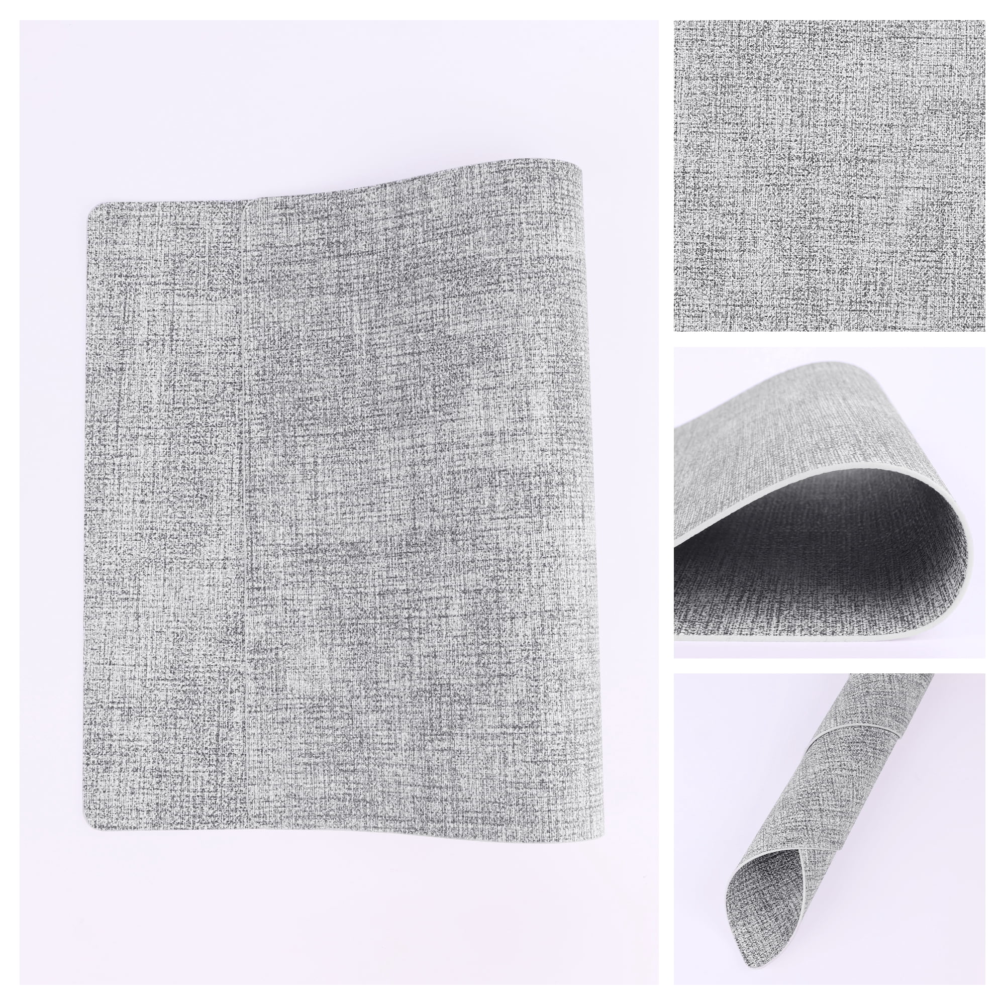 Unique Bargains Faux Leather Table Placemats for Kitchen Dining Table Light Gray White