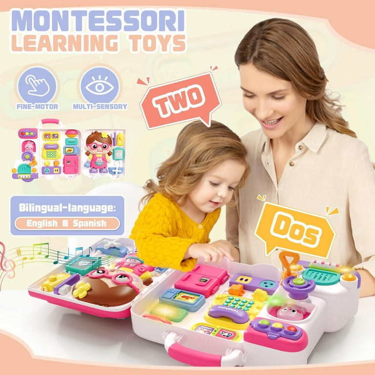 Bilingual Musical Toy For 1 Year Olds - Montessori Learning Activity Center, Birthday Gift For Boys & Girls 12-18 Months