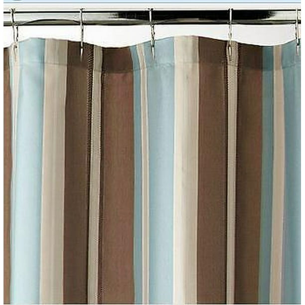 Croft Barrow Lincoln Stripe Fabric, Blue And Brown Striped Shower Curtain