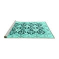 thumbnail image 2 of Ahgly Company Machine Washable Indoor Round Persian Turquoise Blue Traditional Area Rugs, 7' Round, 2 of 4