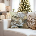 thumbnail image 4 of Ethan Taylor Floral Throw Pillow Soft Cushion Cover 'White Magnolias Flowers Magnolia' Modern Pattern Decorative Square Accent Pillow Case, 18x18 Inches, White, Gold, 4 of 5