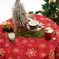 thumbnail image 3 of Christmas Tablecloth, Gold Snowflake Christmas Table Cloth for Winter, Red Buffalo Plaid Christmas Tablecloths, Waterproof Table Cover for Table, Kitchen, Dining, Holiday, 60 Inch Round, 3 of 5