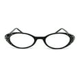 thumbnail image 2 of Womens Rhinestone Studded Oval Cat Eye Reading Glasses with Hard Case Black +1.25, 2 of 4