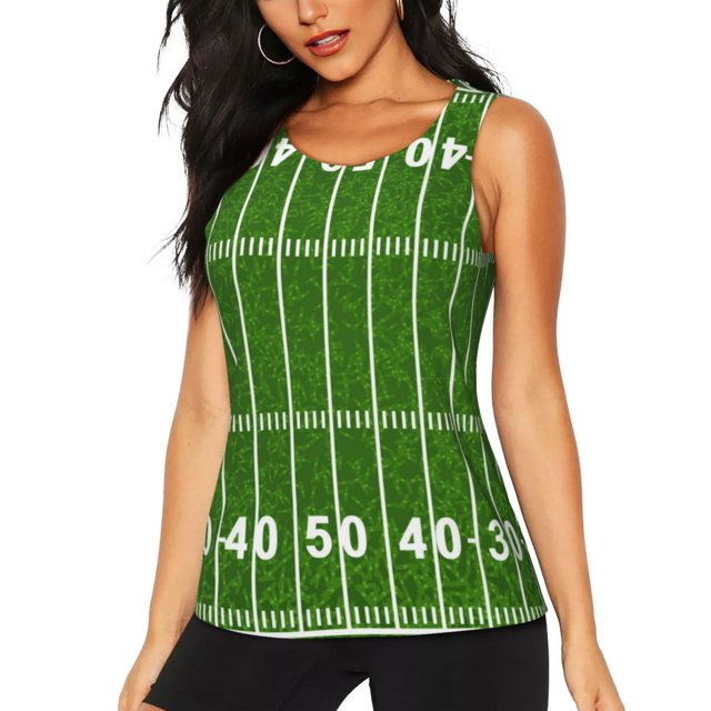 Balery American Football Field2 Camiseta sin mangas estampada ligera para mujer, tops de entrenamiento sin mangas, camisetas de yoga transpirables de secado rápido.-Medium