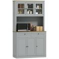 thumbnail image 1 of HOMCOM 71" Pantry Cabinet w/ Microwave Space Buffet w/ Hutch Grey, 1 of 10