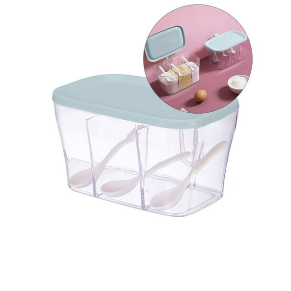 Yoloke Condiment Jar Spice Container with Lids and Spoons, Clear Glass Condiment Canisters Pots Seasoning Box Salt Container Sugar Bowl for Kitchen, Counter, Food Storage