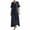 Navy(Dress), variant on GUACER V-Neck Maxi Dress for Women Cotton Linen Casual Short Sleeve Contrast Trim Boho Long Dresses with Ruffle Hem