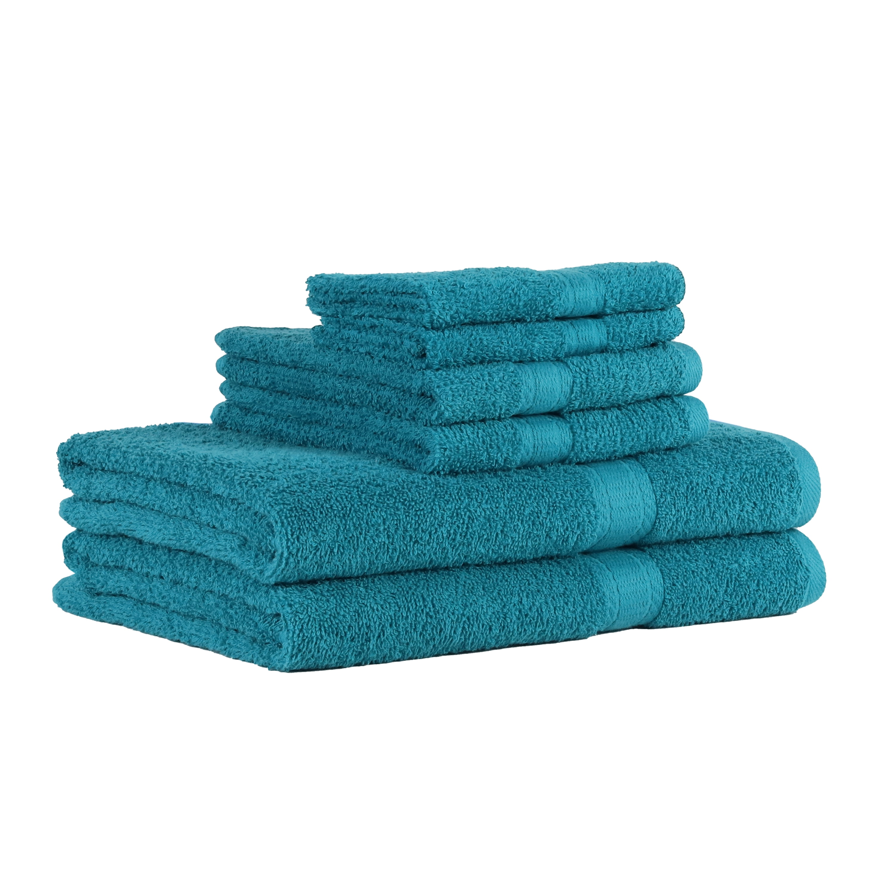 Towel Set Luxury Hotel Spa 6 Pc Turquoise Blue Bathroom Soft Gift Washcloth New 
