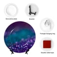 thumbnail image 4 of Daiia Purple and Green Glitter Printed Pattern Ceramic Plate Dinner Plates Bone China Decorative Plates with Display Stand Art Ceramic Ornaments for Wall Hanging Decoration-8in, 4 of 6