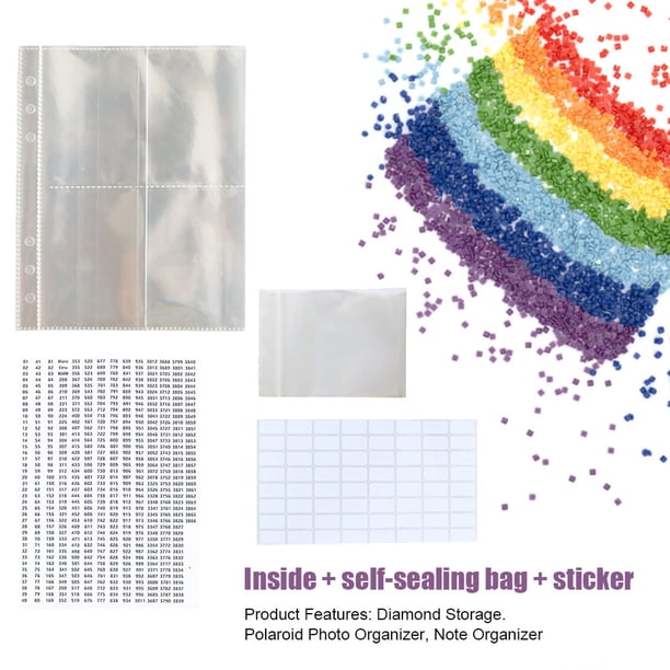 Cuadros Decorativos Libro de almacenamiento para pintura de diamantes contenedor de cuentas A5 Wdftyju carpeta de álbum con bolsillos bolsas de plástico autoselladas organizador transparente de hojas su