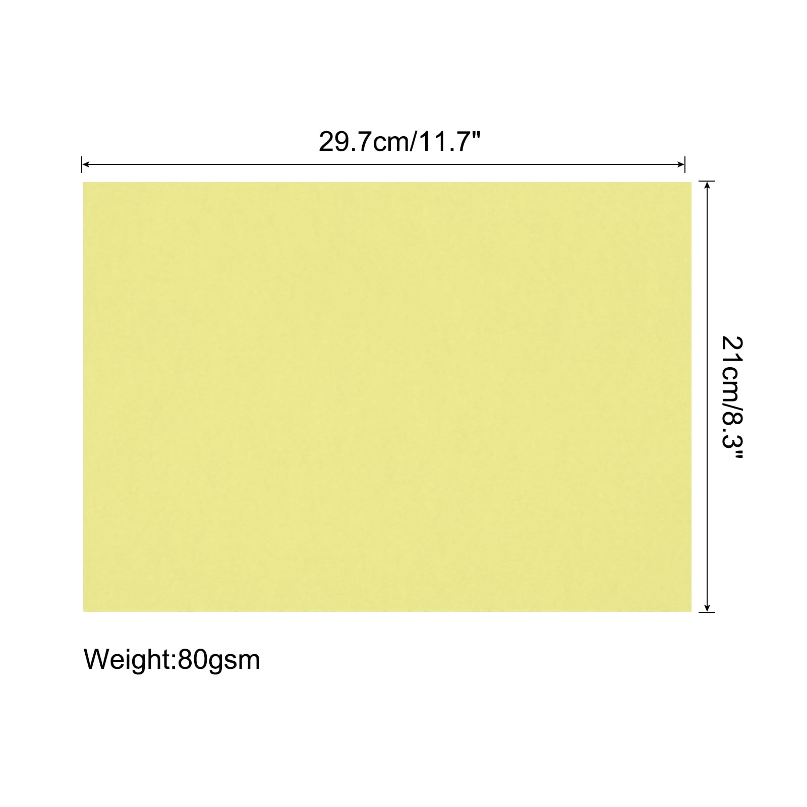 125 Sheets A4 Colored Print Copy Paper 8.3" x 11.7" Origami Paper Printer Paper 80gsm for Printing, Light Yellow