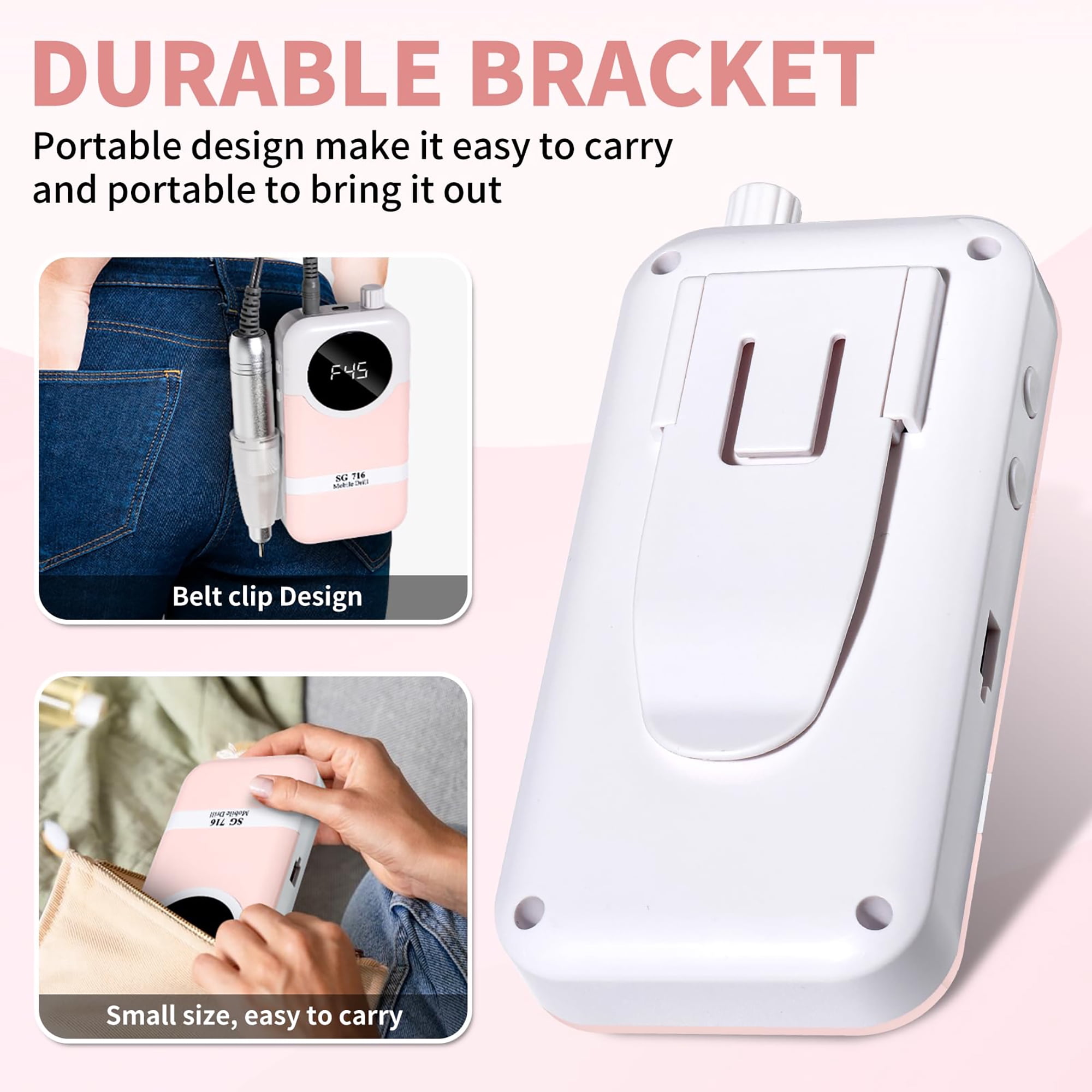 INSMART Cordless Nail Drill, Professional 45000RPM Electric Nail File Kit with LCD Display, Charging Base & 78 Accessories