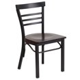thumbnail image 1 of HERCULES Series Black Three-Slat Ladder Back Metal Restaurant Chair - Walnut Wood Seat, 1 of 9
