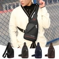 thumbnail image 1 of Pequeña bandolera tipo bandolera tipo sling para hombres y mujeres - Mochila de hombro en el pecho resistente al agua con orificio para auriculares, 32x18x8cm, negra/gris/azul/marrón, 1 of 9