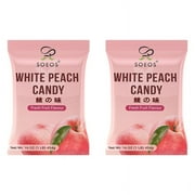 Soeos White Peach Hard Candy, 1 lb (16 oz), 2 Packs, total weight, 2 lb