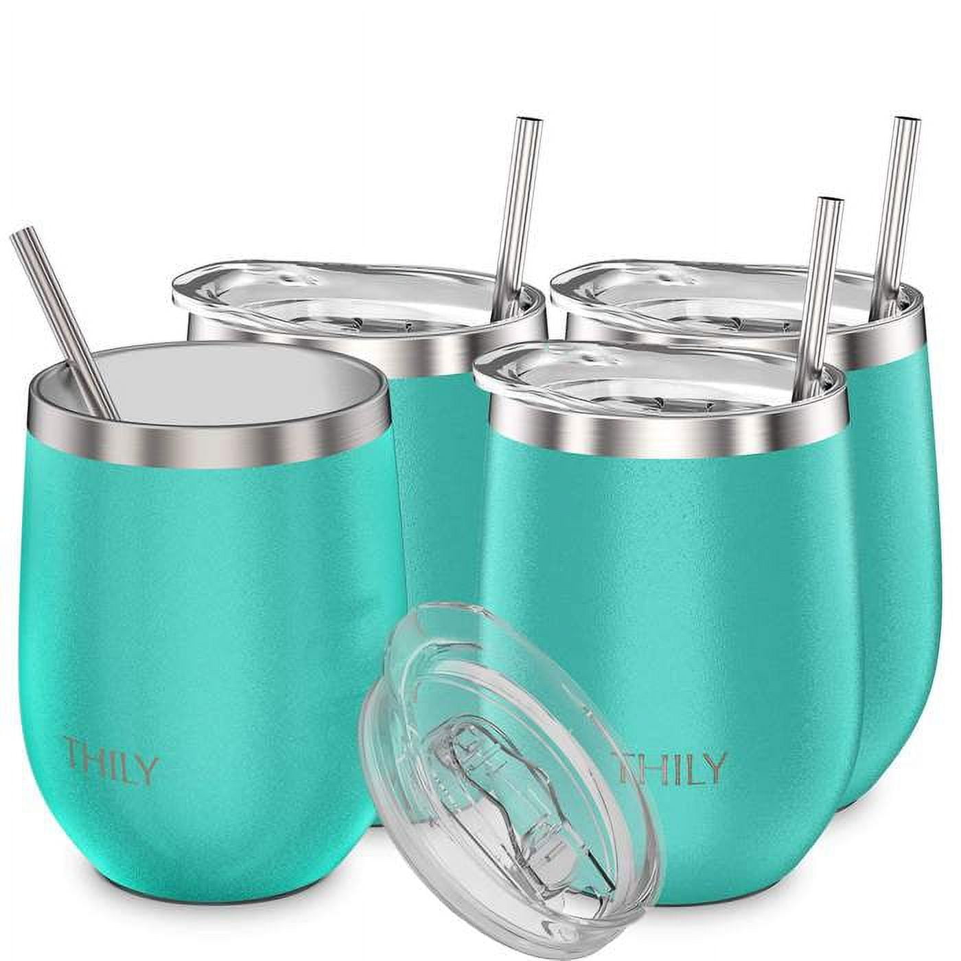 Plastic Stemless Wine Glass Tumbler with Lid and Straw