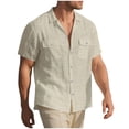 thumbnail image 5 of Workout Shirts for Men Big and Tall,Mens Short Sleeve Regular-Fit Shirt Fishing Tees Linen Casual Button-Down Shirts, 5 of 9