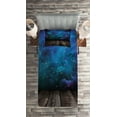 thumbnail image 2 of Ambesonne Galaxy Quilted Coverlet 2 Pcs, Space from Home View, Twin Size, Purple Blue Brown, 2 of 2