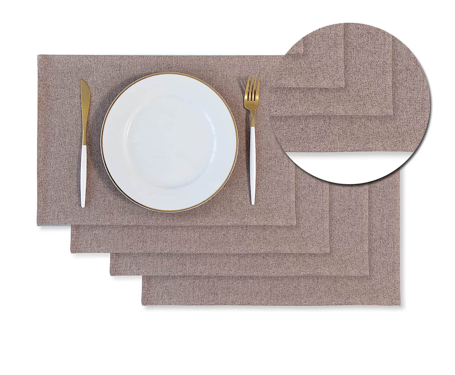 Brown Place Mats Set of 4 Linen Textured Placemats for Dining Table ...