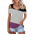 thumbnail image 2 of Camisas de Manga Corta para las Mujeres de Verano Sexy Frío Hombro Suéter Blusa Cuello en V Sólido, Ligero para Diario, 2 of 9