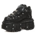 thumbnail image 5 of New Rock M-TANK106-C2 Unisex Metallic Black 100% Leather Goth Platform Boots 40, 5 of 6