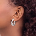thumbnail image 3 of Sterling Silver Jbsp's Rhodium-Plated Polished Hoop Earrings (24.3 X 26) Made In Italy qle1289, 3 of 5